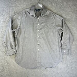 Vintage Ralph Lauren Shirt‎ Mens 18 34/35 Gray Regent Herringbone Chevron Oxford